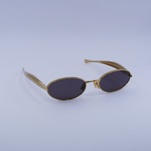 Bottega Veneta BV1386S 001 Sunglasses Gold Oval Frame, Grey Lenses - Picture 8 of 13